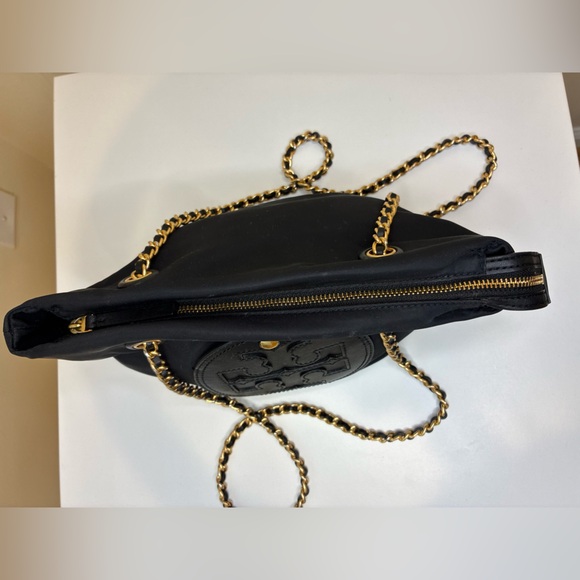 Tory Burch Small Ella Chain Crossbody Bag in black nylon. - Picture 4 of 11